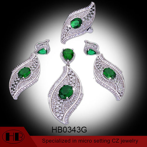 Micro Pave Clear And Emerald Zirconia Earring Sets