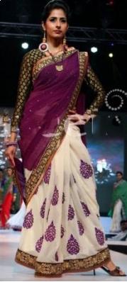 Bollywood Style Purple And White Saree