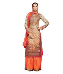 Aesthetic Beige And Peach Puff Salwar Kameez