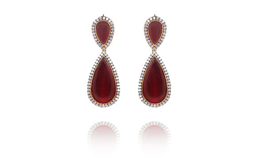 Dazzling Maroon Glass Stone Designer Earrings