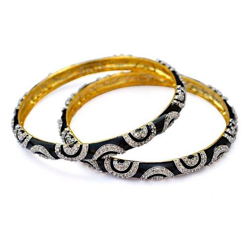 Black Enamel Work Bangle Set