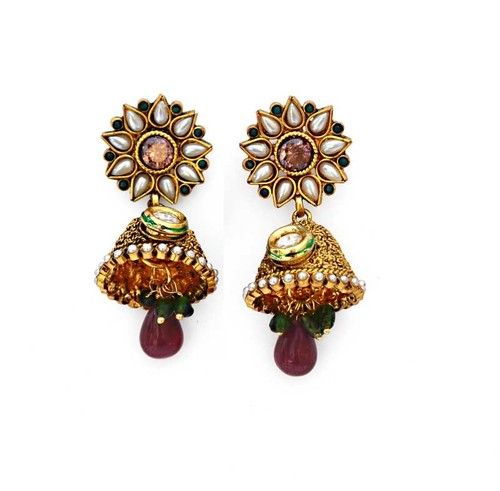 Floral Design Jhumki Earrings