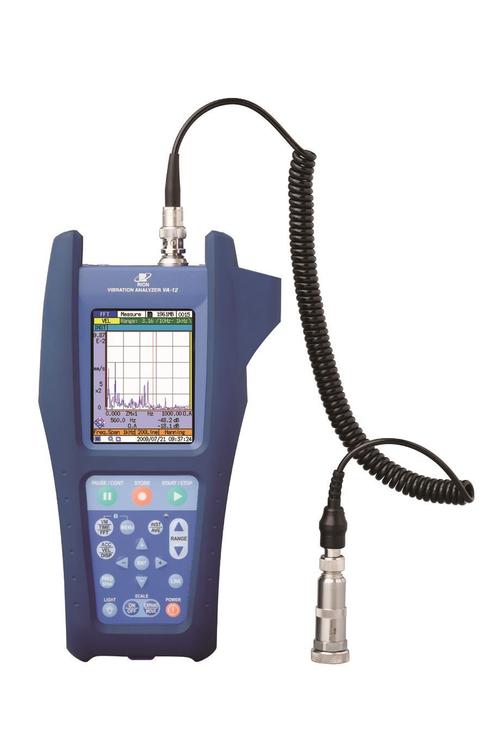 Rion VA-12 Vibration Analyzer - 20 kHz Real-Time Frequency, Simultaneous Acceleration & Velocity Measurement | FFT Analysis with Data Overlay, WAVE File Recording