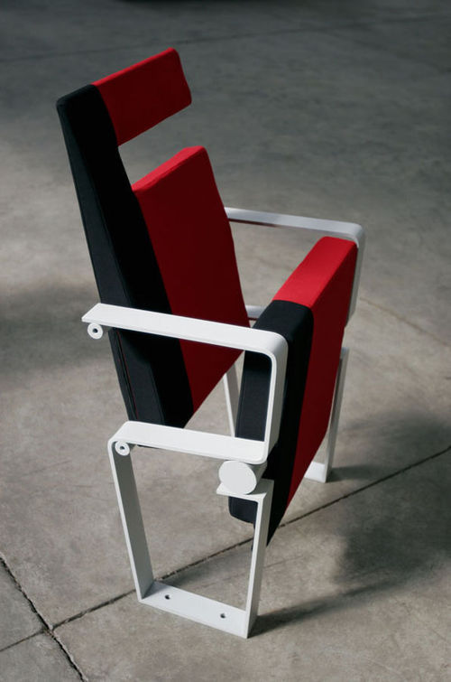 Auditorium Chair - Molded Polyurethane, 37" Height | Synchronized Push Back System, 21"-23" Adjustable Arm Width