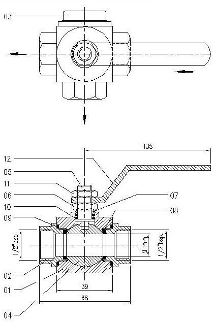 Ball Valve 3.4 Way Screwed