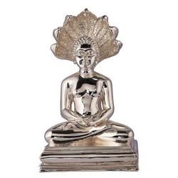 Silver Plated Mahavir Statue