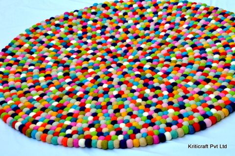 Felt Ball Rug (Multi-Colored)