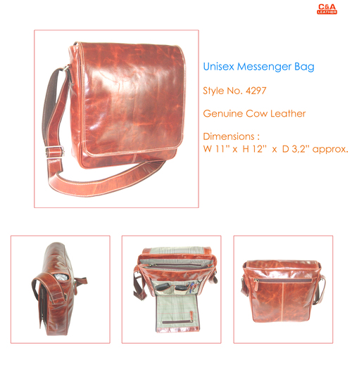 Glazed Crunchy Leather Unisex Messenger Bag