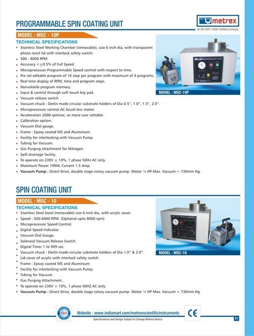 Programmable Spin Coating Unit (Model MSC-10P, MSC-10)