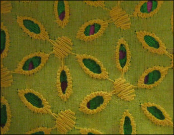 Yellow Colour Cotton Embroidered Fabrics