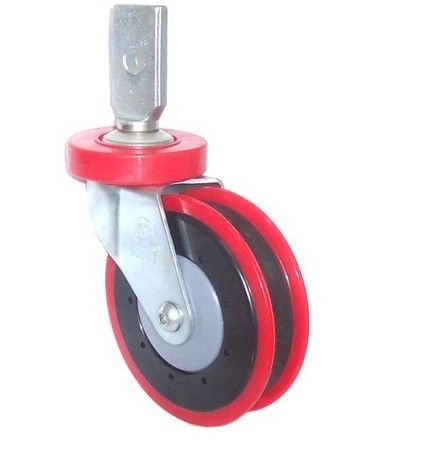 5" Swivel With Flange Pu Shopping Trolley Caster (One Groove) (Red)