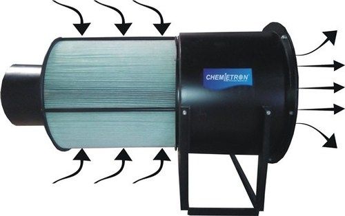 Cylindrical Filter - GI Powder Coated, Black | 90% Efficiency, Pulse Jet Automatic Cleaning, Ductless Mounting Options, Less than 65 dB Noise Level