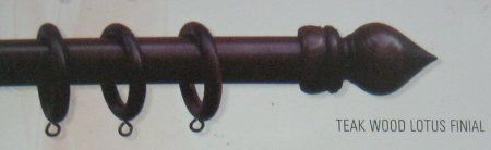 Teak Wood Lotus Finial Curtain Rod