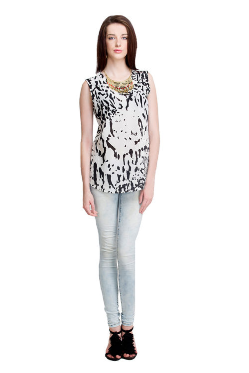 Back Panel Top In Monotexture Print