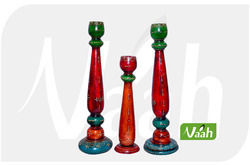 Colored Wooden Candle Stands