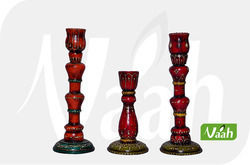 Wooden Candle Holders With Emboss Painting