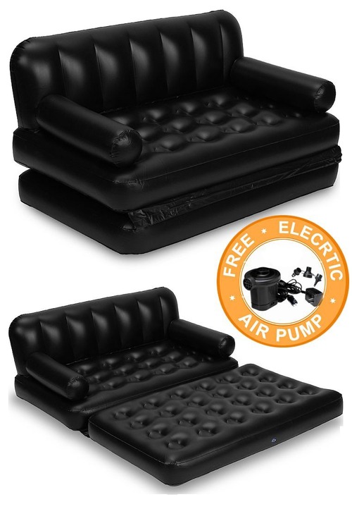 Bestway 5-in-1 Inflatable Double Sofa Lounger Airbed – Includes Free Hand Pump, Black