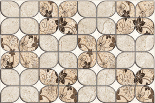 Digital Wall Tiles (DC35-HL-107) - Ceramic, 30x30cm, Beige | Glossy Finish, Stylish Look, Easy Maintenance, Durable, Elegant Patterns