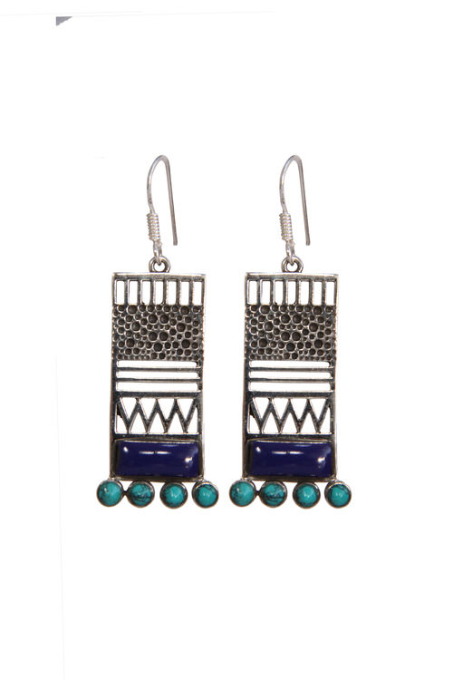 Lapis And Turquoise Sterling Silver Earring