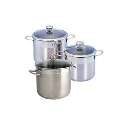 Heavy Stockpots With Glass Lids and Capsule Bottom
