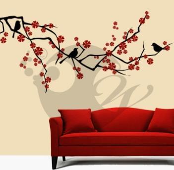 Birds With Flowers Wall Decal