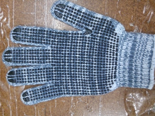 Cotton Knitted Working Glove Stripped Grey