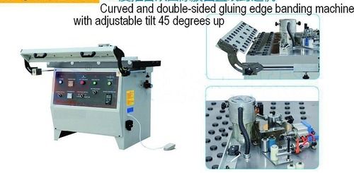 Straight And Curved Double-Sided Gluing Banding Machine With Tilt 45A  Working Table