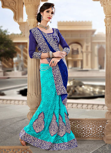 Exclusive Turquoise And Blue Designer Saree