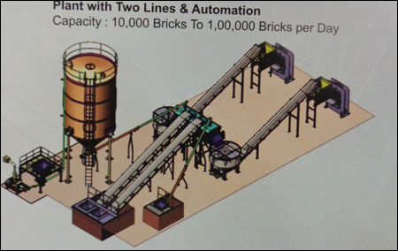  दो लाइनों और स्वचालन के साथ फ्लाई ऐश ब्रिक्स मेकिंग प्लांट 