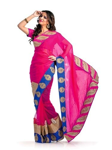 Georgette Pallu With Pita Work Saree