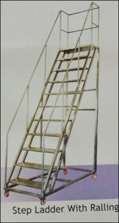 Stainless Steel Step Ladder With Railing