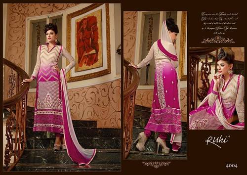 Designer Pink And Cream Colour Ladies Suit