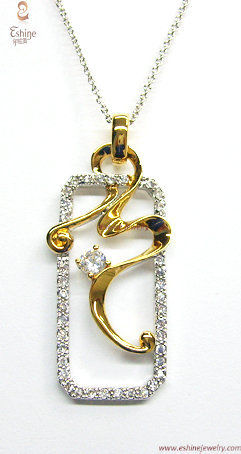 Gold Plated Brass CZ Pendant 