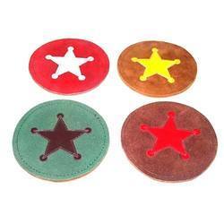 Suede Leather Coaster with Star Design