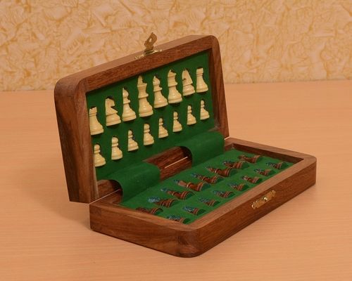 Travel Series Folding Magnetic Chess Set Sheesham & Box Wood - 7" - D0103