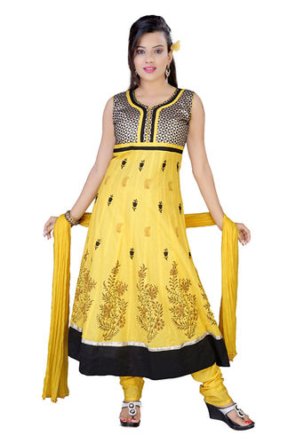 Divine Yellow Cotton Readymade Anarkali Suit (F-139)