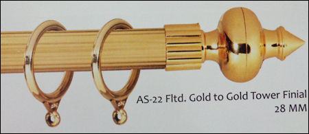 AS-22 Gold to Gold Tower Finial Curtain Rods