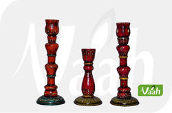 Vaah Wooden Candle Holders with Emboss Painting