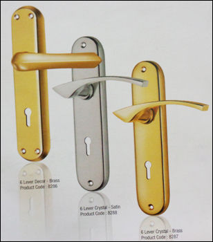 Door Handle with Locke Set (6 Lever Decor - Brass)