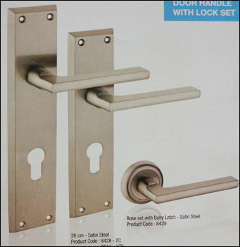 Door Handle with Locke Set (Satin Steel)