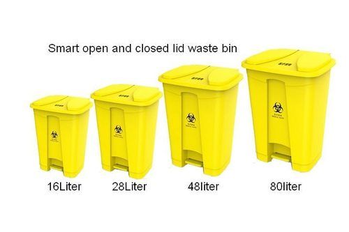 Medical Waste Bin - New PP, 16L to 80L Sizes, Rigid & Leak Resistant, Foot Pedal with Secure Lid