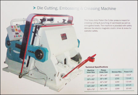 Die Cutting, Embossing And Creasing Machine