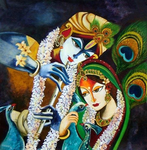 Radha and Krishna Original Acrylic Painting