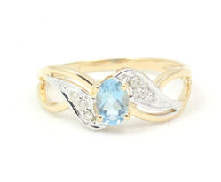 Aquamarine And Diamond 14k Yellow Gold Ring