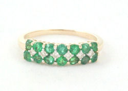 Emerald And Diamond 14k Yellow Gold Ring