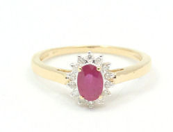 Fancy Ruby And Diamond 14k Yellow Gold Ring