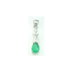 Emerald Pear In White Gold Pendant