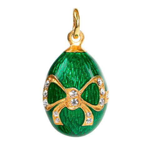 Gold Plated Green Crystal Faberge Russian Egg Pendant