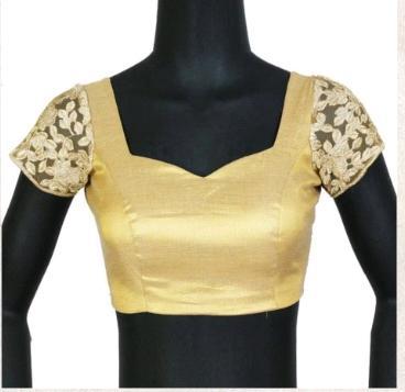 Gold Blouse With Embroidered Sleeves