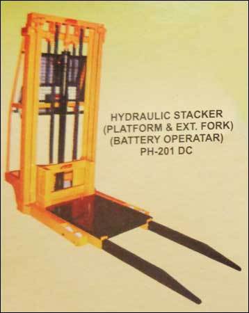 Platform And Ext. Fork Battery Operated Hydraulic Stacker